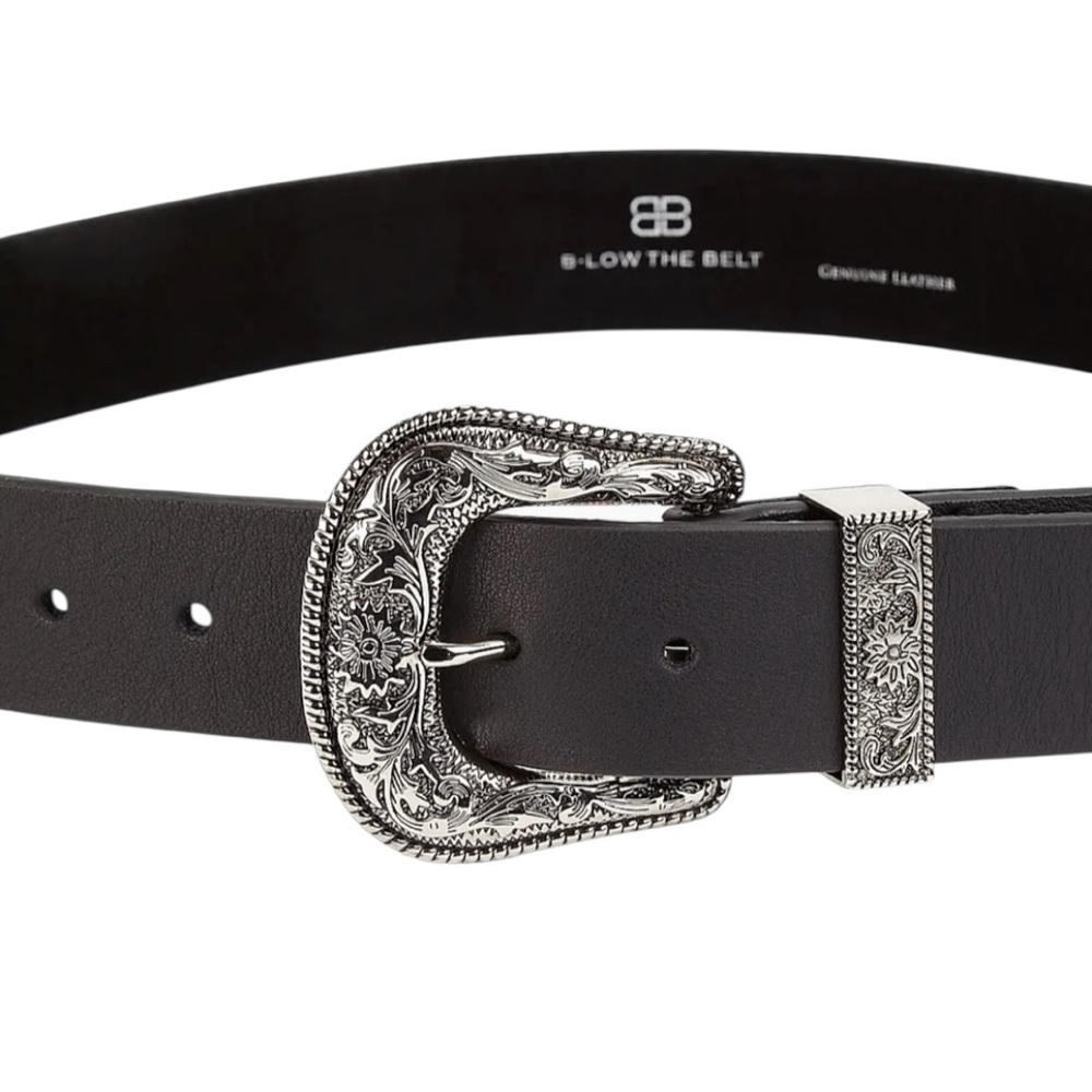 B-Low The Belt Frank Leather Single Buckle Belt Blk/Silver Size X-Small Like-New - Picture 3 of 6